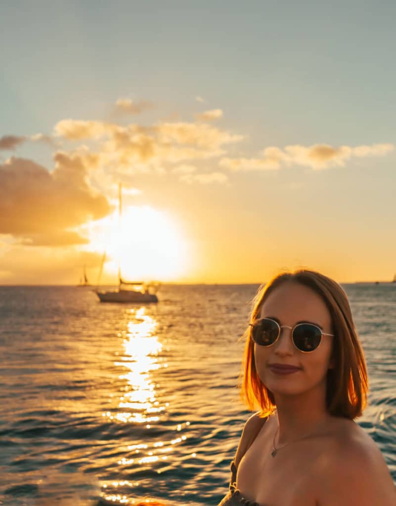 girl in front of sunset in Key West