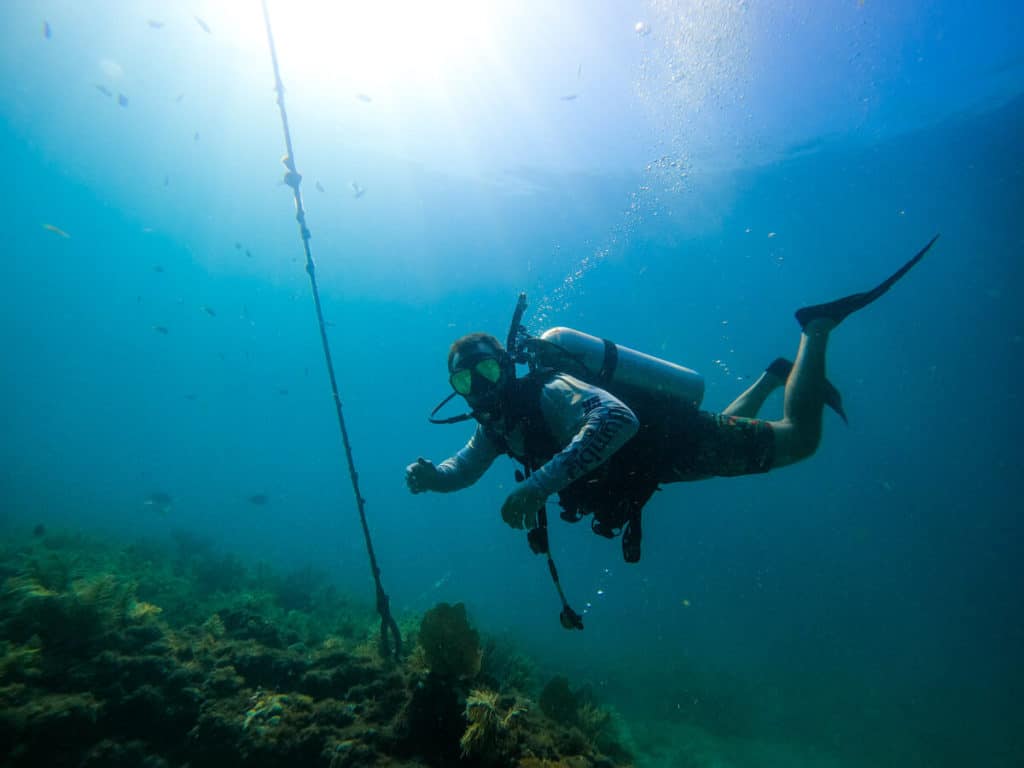 man scuba diving in Florida Keys
