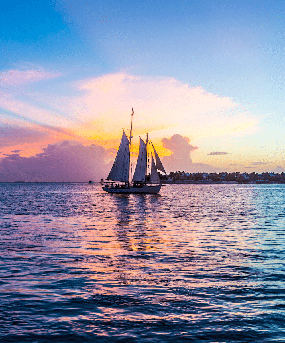Sailboat at sunset key west florida
