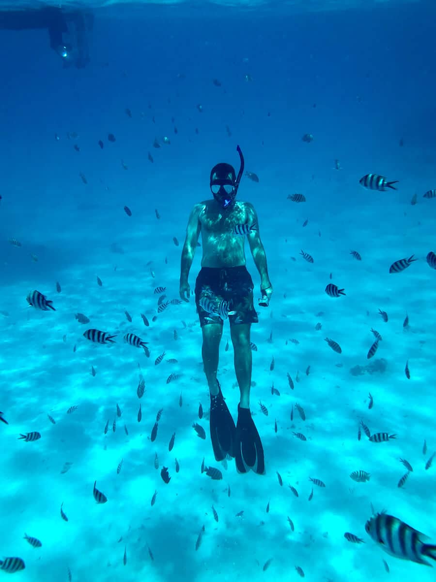 snorkeler in Bora Bora