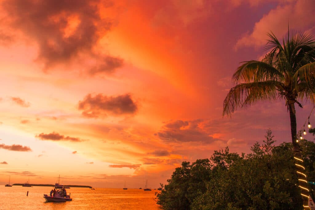 pink and orange sunset in Islamorada, Florida