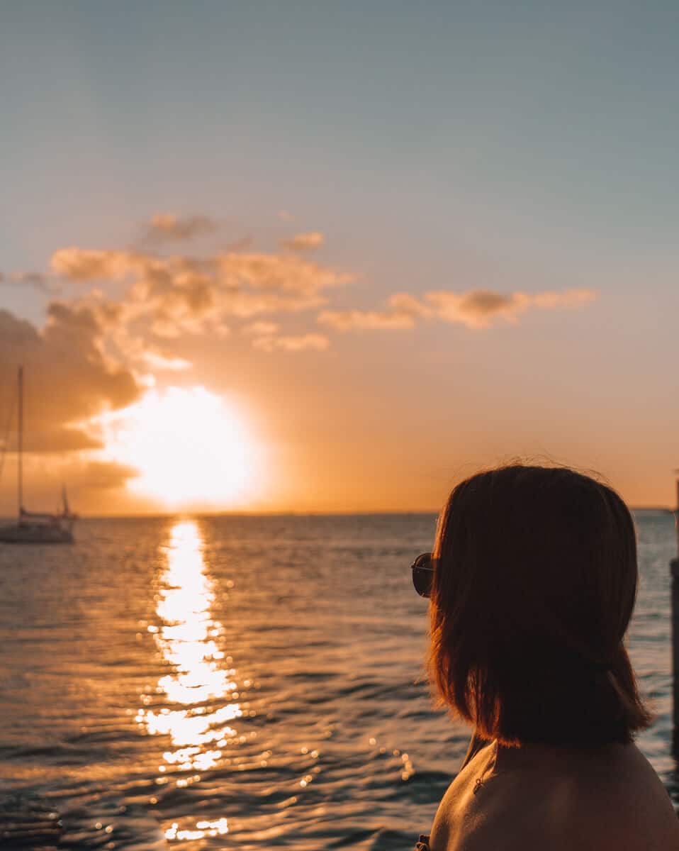 girl looking at sunset in Key West