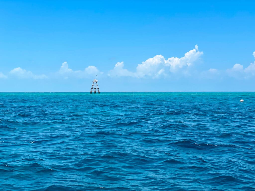 Weather tower in ocean in Key Largo
