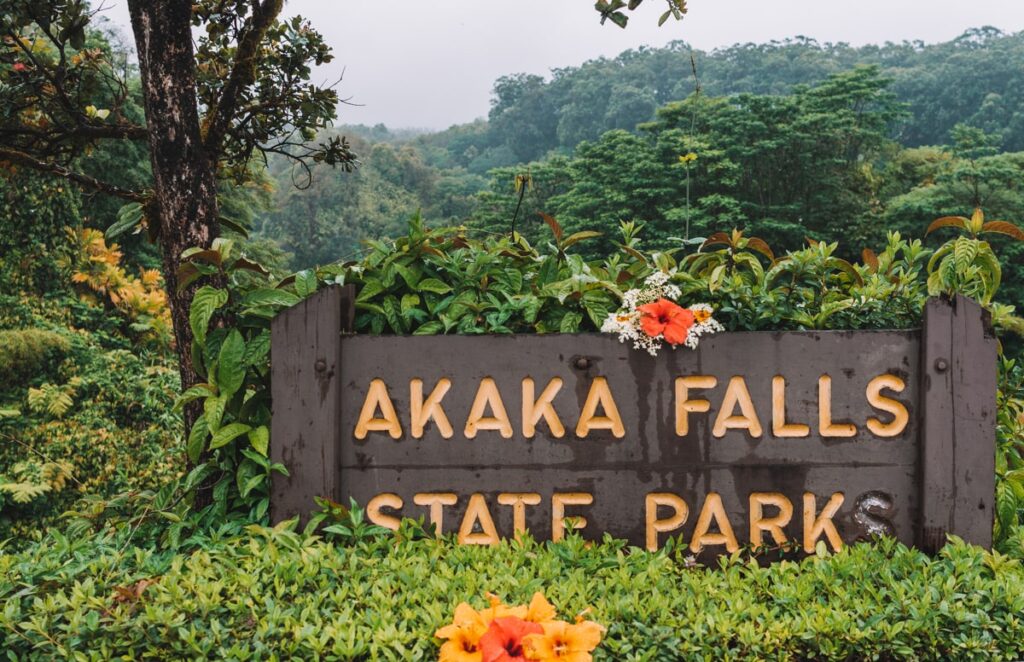 Akaka Falls Sate Park Sign Big Island Hawaii