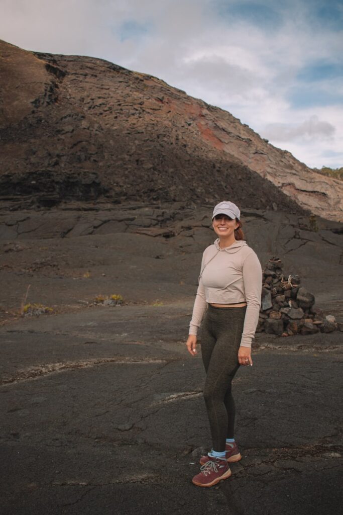 girl on Kilauea Iki Trail in Hawaii Volcanoes National Park