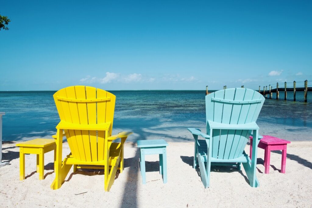 Chairs in Key Largo overlooking water