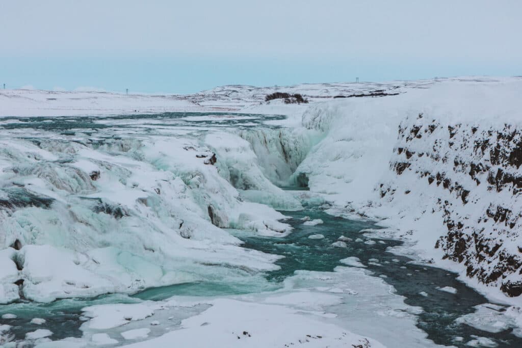 Gulfoss Waterfall Iceland in Winter