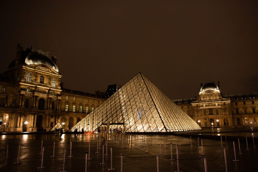 Louvre Museum at night Paris, France