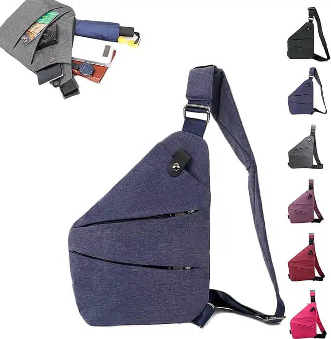 blue cross body travel bag for Paris