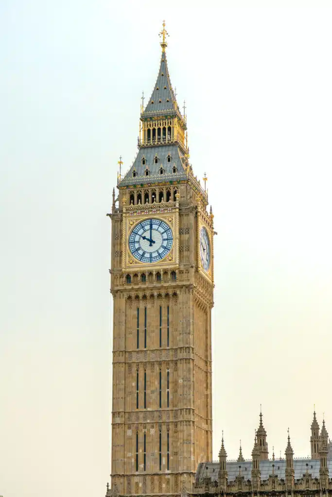 Close up of big ben in London, England