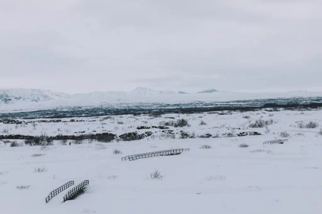 snowy landscape in Thingvellir National Park, Golden Circle, Iceland