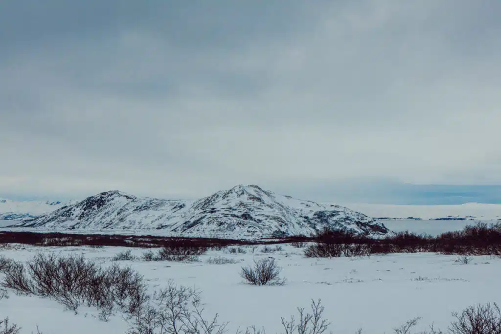 snowy mountain in Iceland in winter