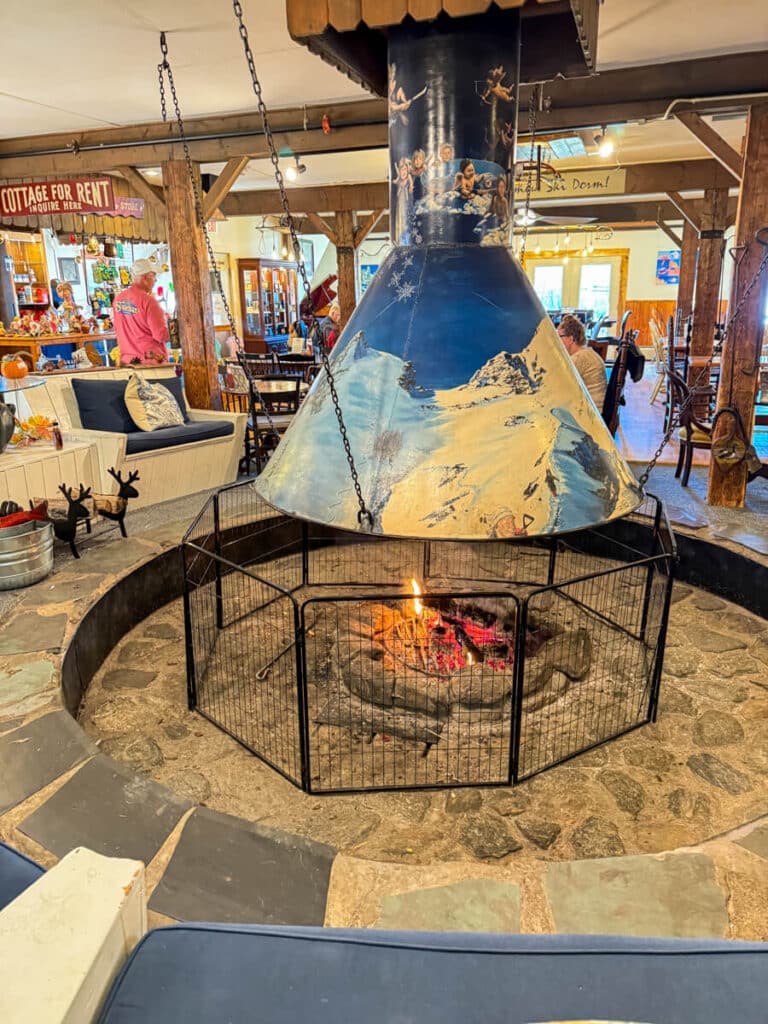 firepit at round hearth in Stowe, VT