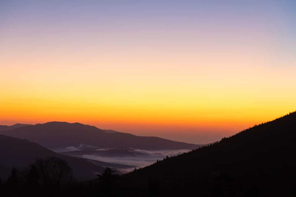 sunrise over moutnains at CL Graham Wangan Overlook, New Hampshire